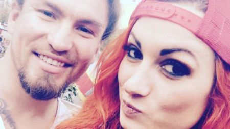 Becky Lynch poses a picture with ex-boyfriend Luke Sanders.